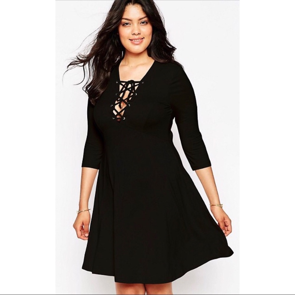NWT ASOS Curve Lace Up Skater Dress